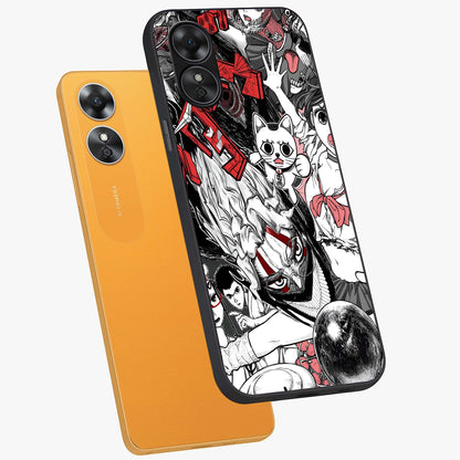 Crimson Chaos Panel Glass Case displayed in angled mockup highlighting chaotic panel style design with modern graphic theme.
