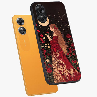 Crimson Dreams Glass Case displayed in angled mockup highlighting soft crimson aesthetic design with artistic theme.
