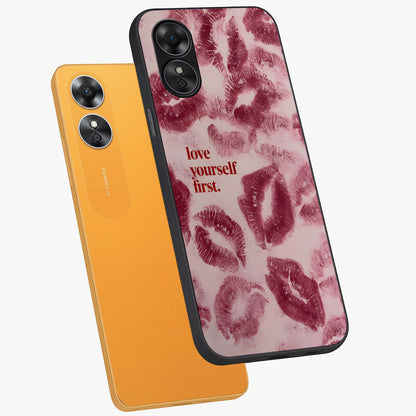 Crimson Kiss Love Glass Case displayed in angled mockup highlighting bold love inspired design with modern aesthetic style.