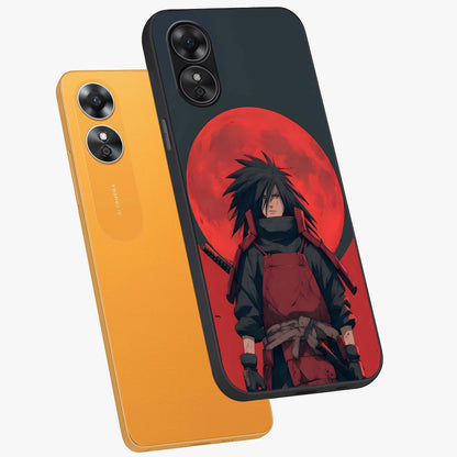 Crimson Moon Warlord Glass Case displayed in angled mockup highlighting dramatic crimson moon design with fantasy aesthetic.