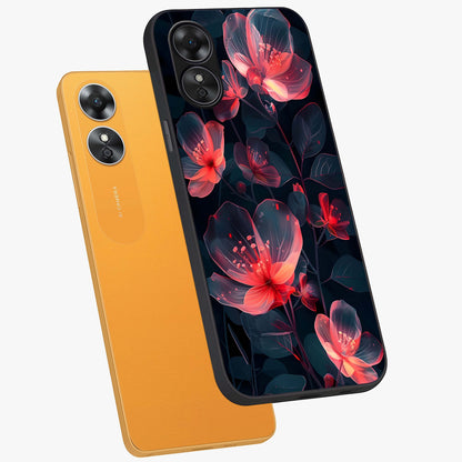 Dark Shade of Flower Glass Case displayed in angled mockup highlighting moody floral illustration with aesthetic dark tones.