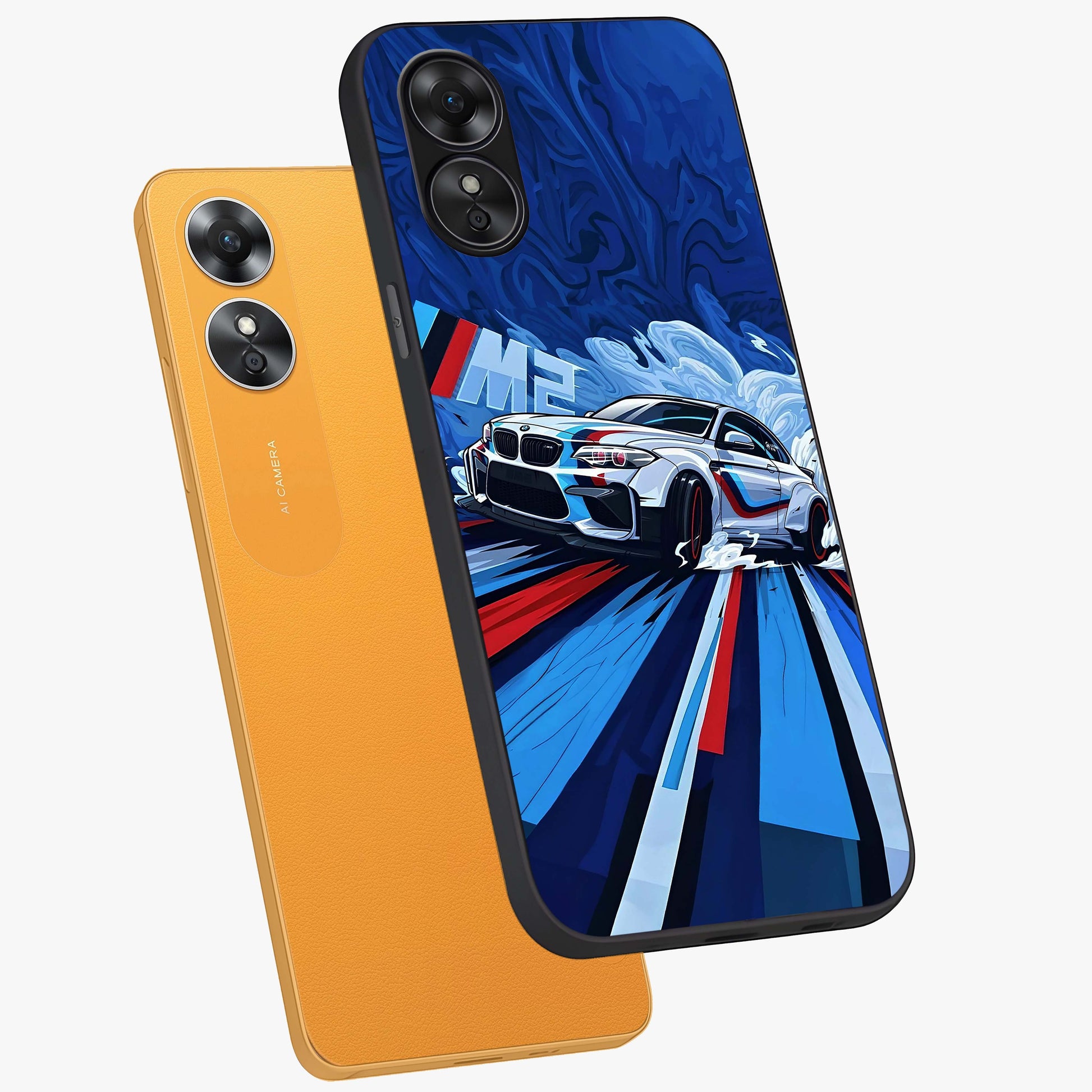 Drift Power Rush Glass Case displayed in angled mockup highlighting powerful drift car design with sporty aesthetic style.