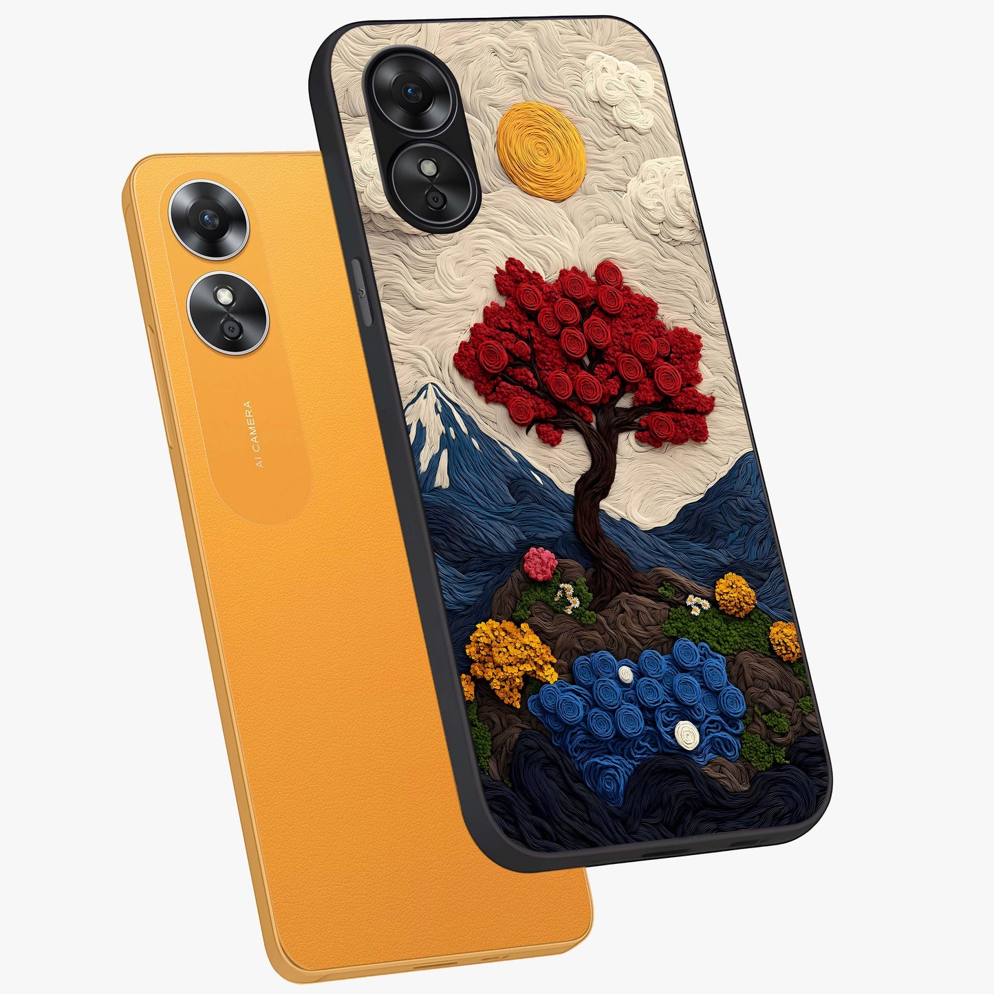 Eternal Nature Tapestry Glass Case displayed in angled mockup highlighting detailed botanical pattern with artistic aesthetic.