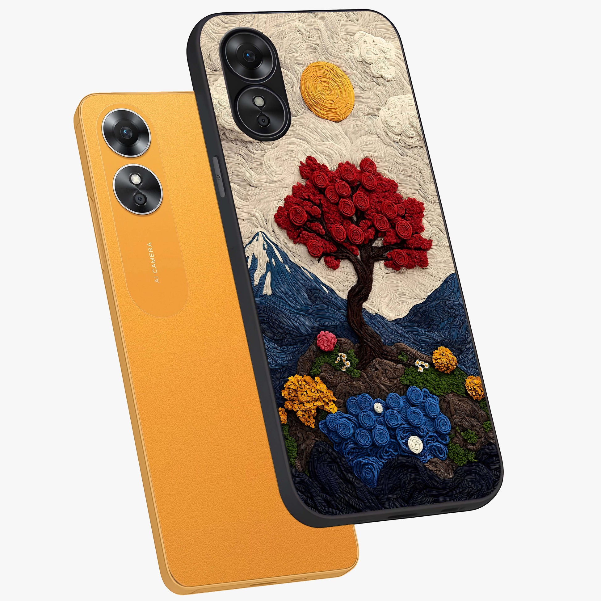 Eternal Nature Tapestry Glass Case displayed in angled mockup highlighting detailed botanical pattern with artistic aesthetic.