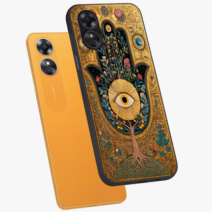 Ethereal Evil Eye Glass Case displayed in angled mockup highlighting protective evil eye symbol with spiritual aesthetic design.