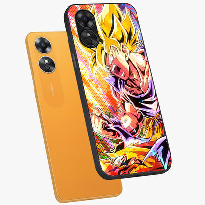 Firing Goku Glass Case displayed in angled mockup highlighting dynamic anime character design with action aesthetic.