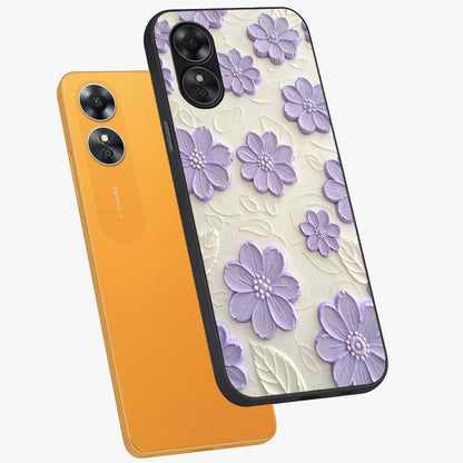 Floral Wall Art With Purple Flowers Glass Case displayed in angled mockup highlighting vibrant purple floral illustration with artistic aesthetic.