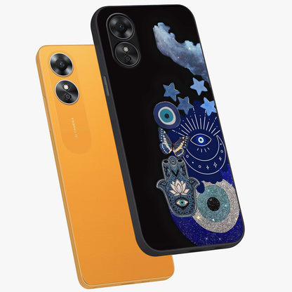 Galactic Charm Cluster Glass Case displayed in angled mockup highlighting luminous galaxy inspired design with dreamy aesthetic.