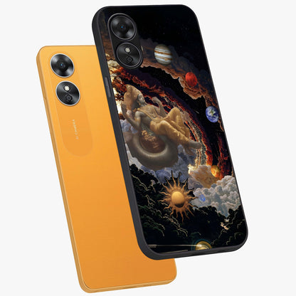 Galactic Divine God Glass Case displayed in angled mockup highlighting powerful celestial deity illustration with galactic aesthetic.