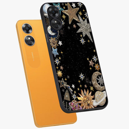 Galactic Jewel Stars Glass Case displayed in angled mockup highlighting shining celestial star design with cosmic aesthetic style.