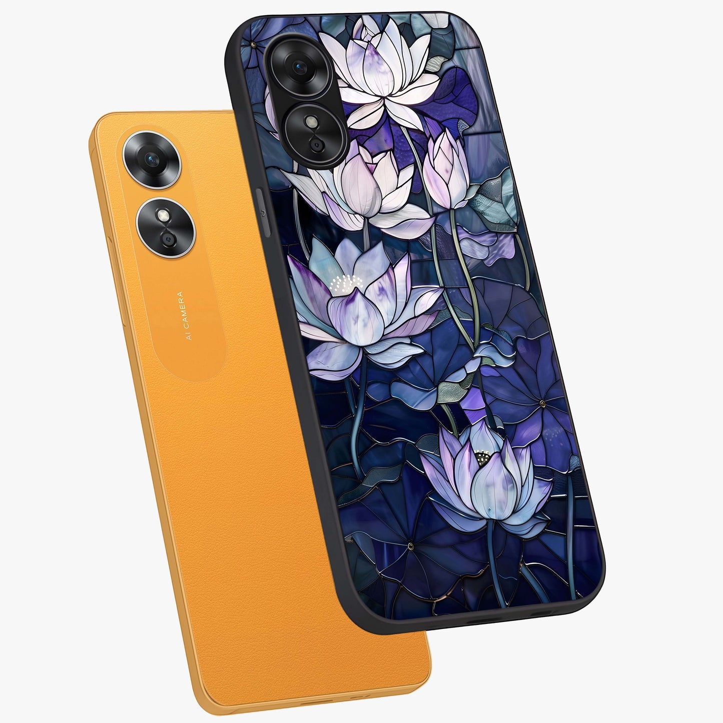 Gloss Petal Rush Glass Case displayed in angled mockup highlighting vibrant petal design with elegant floral aesthetic.