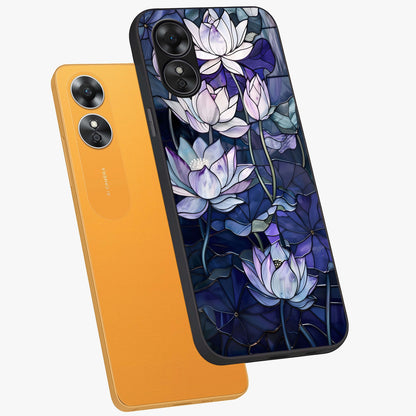 Gloss Petal Rush Glass Case displayed in angled mockup highlighting vibrant petal design with elegant floral aesthetic.