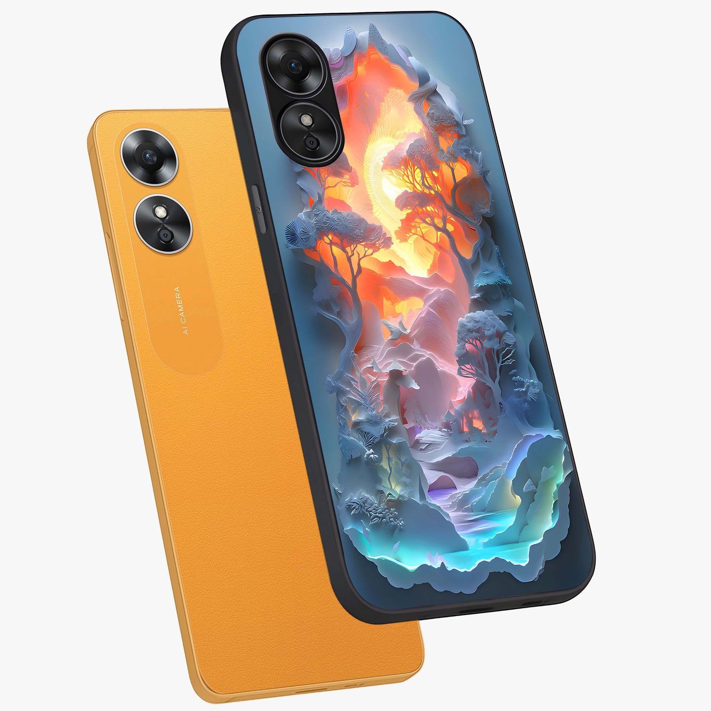 Glow Forest Portal Glass Case displayed in angled mockup highlighting mystical forest design with magical glowing aesthetic.