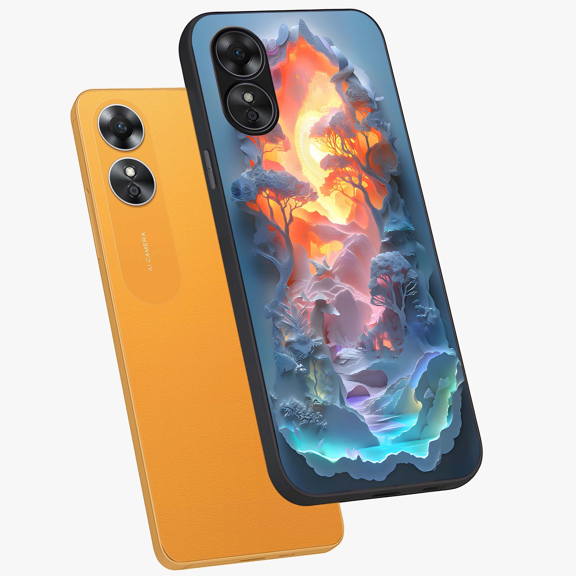 Glow Forest Portal Glass Case displayed in angled mockup highlighting mystical forest design with magical glowing aesthetic.