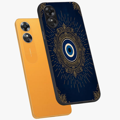 Golden Celestial Charm Glass Case displayed in angled mockup highlighting sparkling cosmic charm design with celestial aesthetic.