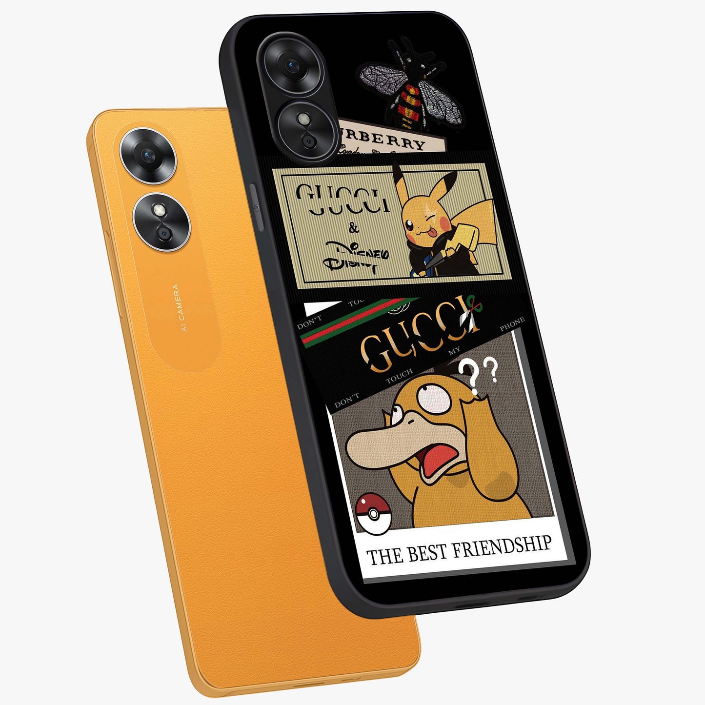 Gucci Play Mashup Glass Case displayed in angled mockup highlighting stylish fashion mashup design with bold aesthetic.