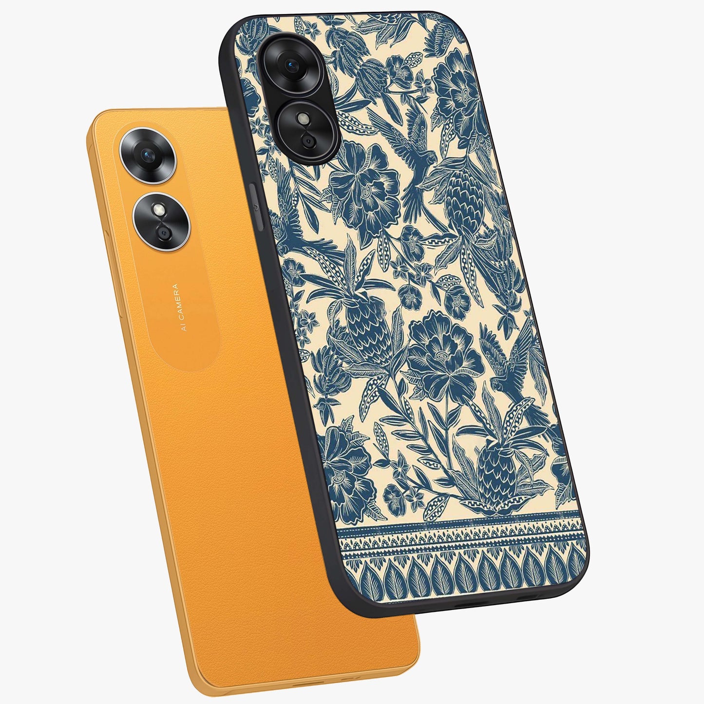 Heirloom Wild Bloom Glass Case displayed in angled mockup highlighting botanical bloom design with classic aesthetic style.