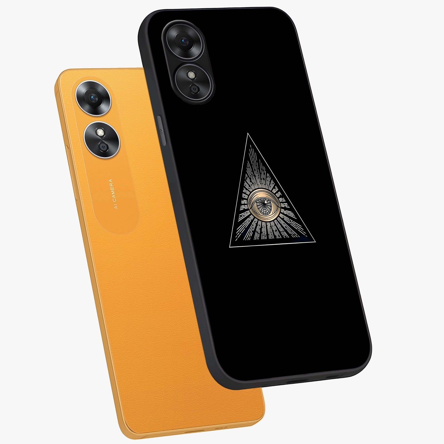 Illuminati Evil Glass Case displayed in angled mockup highlighting dark occult inspired design with bold aesthetic style.