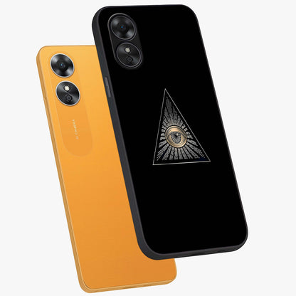 Illuminati Evil Glass Case displayed in angled mockup highlighting dark occult inspired design with bold aesthetic style.