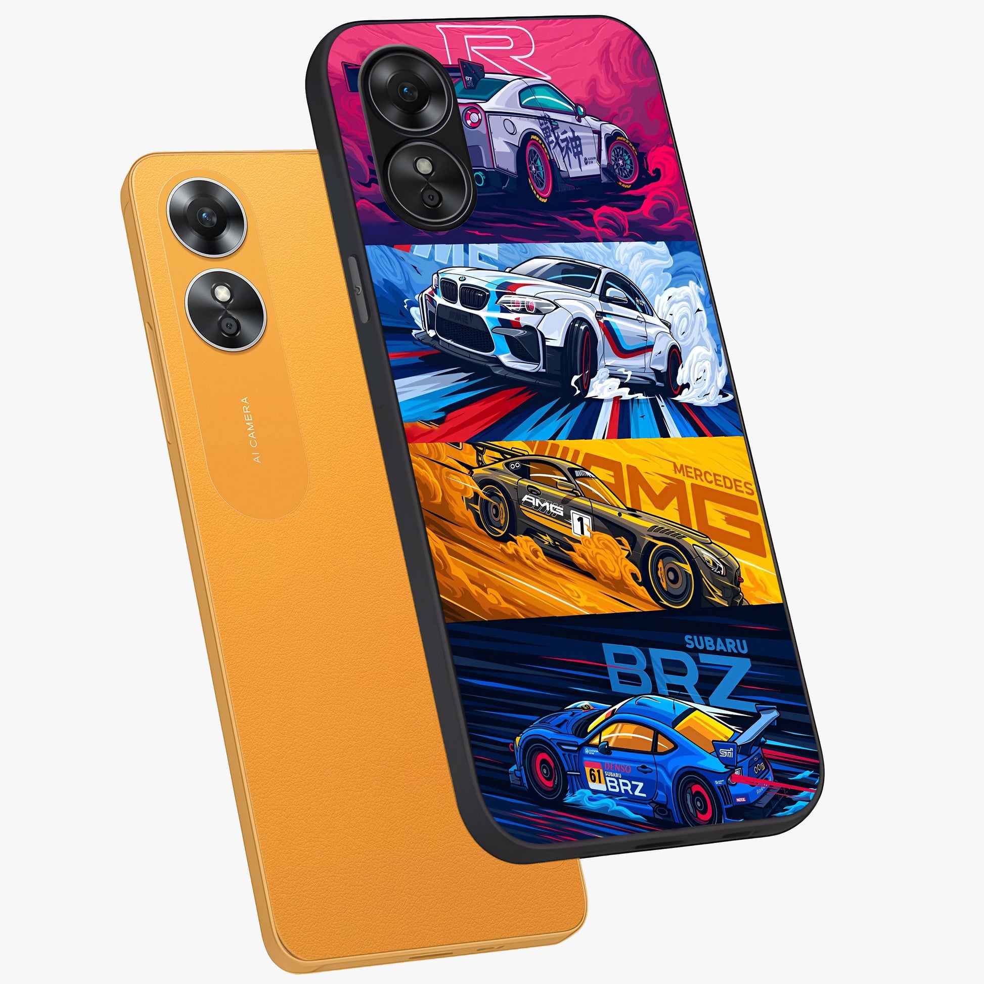 JDM Sports Car Glass Case displayed in angled mockup highlighting sleek Japanese racing car design with automotive aesthetic.