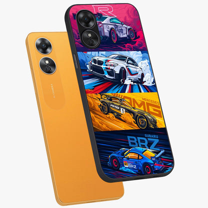 JDM Sports Car Glass Case displayed in angled mockup highlighting sleek Japanese racing car design with automotive aesthetic.