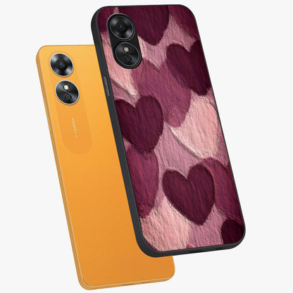 Layered Paper Hearts Glass Case displayed in angled mockup highlighting creative paper craft heart design with romantic aesthetic.