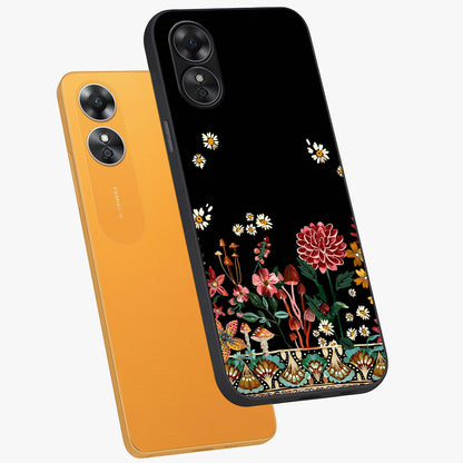 Midnight Bloom Pattern Glass Case displayed in angled mockup highlighting elegant flower design with midnight aesthetic style.