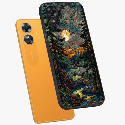 Moonlight Forest Dream Glass Case displayed in angled mockup highlighting dreamy forest design with glowing moon aesthetic.