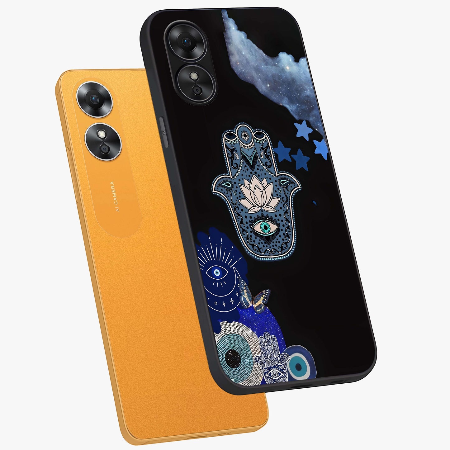 Mystic Hand Aura Glass Case displayed in angled mockup highlighting magical aura design with spiritual aesthetic style.