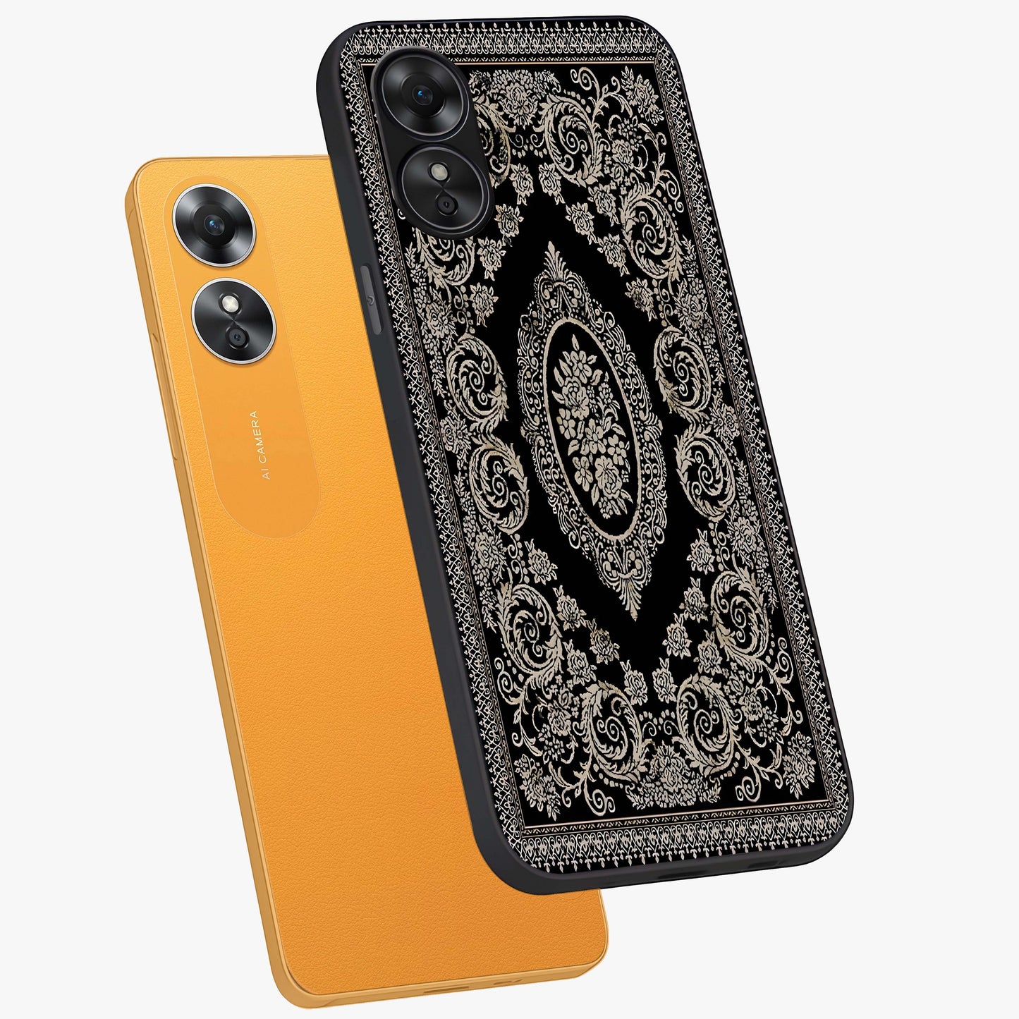 Noir Bloom Elegance Glass Case displayed in angled mockup highlighting refined flower design with stylish noir aesthetic.