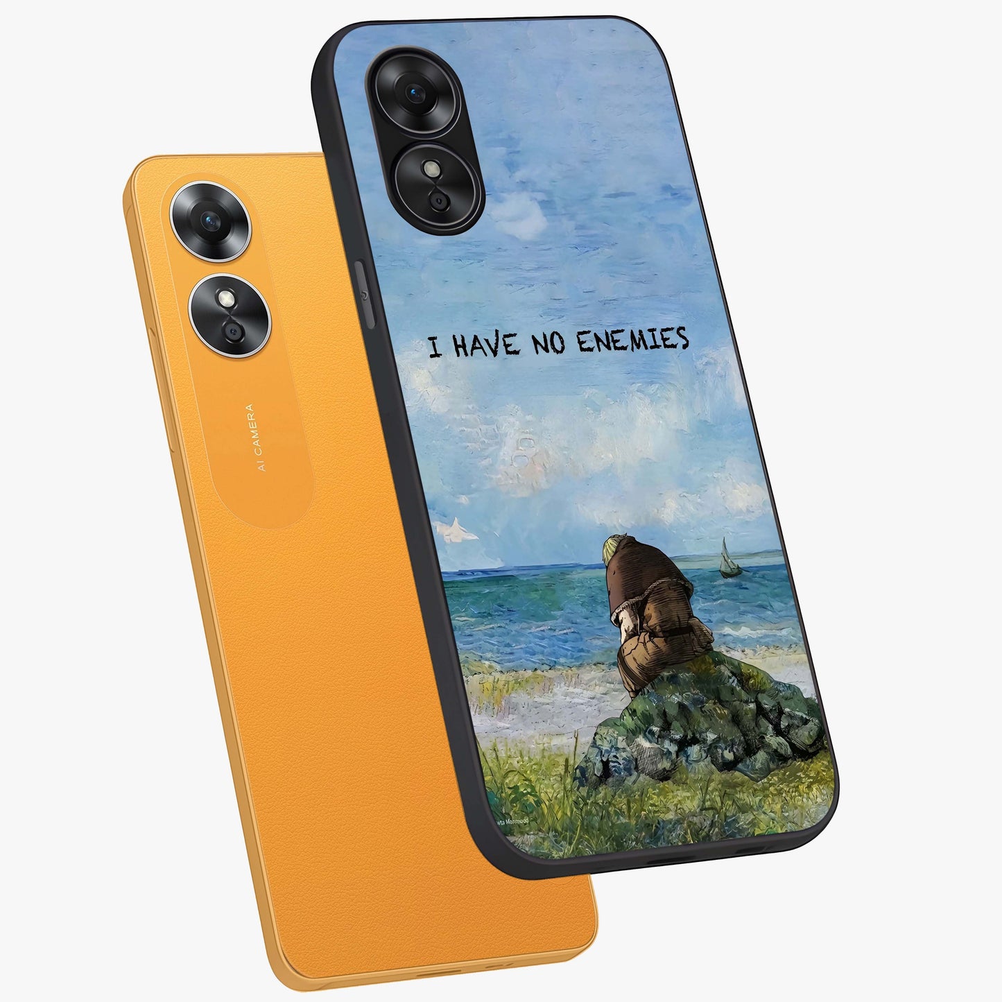 Peace Beyond War Glass Case displayed in angled mockup highlighting meaningful message design with artistic aesthetic style.