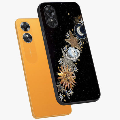 Pearls Universe Object Glass Case displayed in angled mockup highlighting celestial pearl design with dreamy aesthetic.