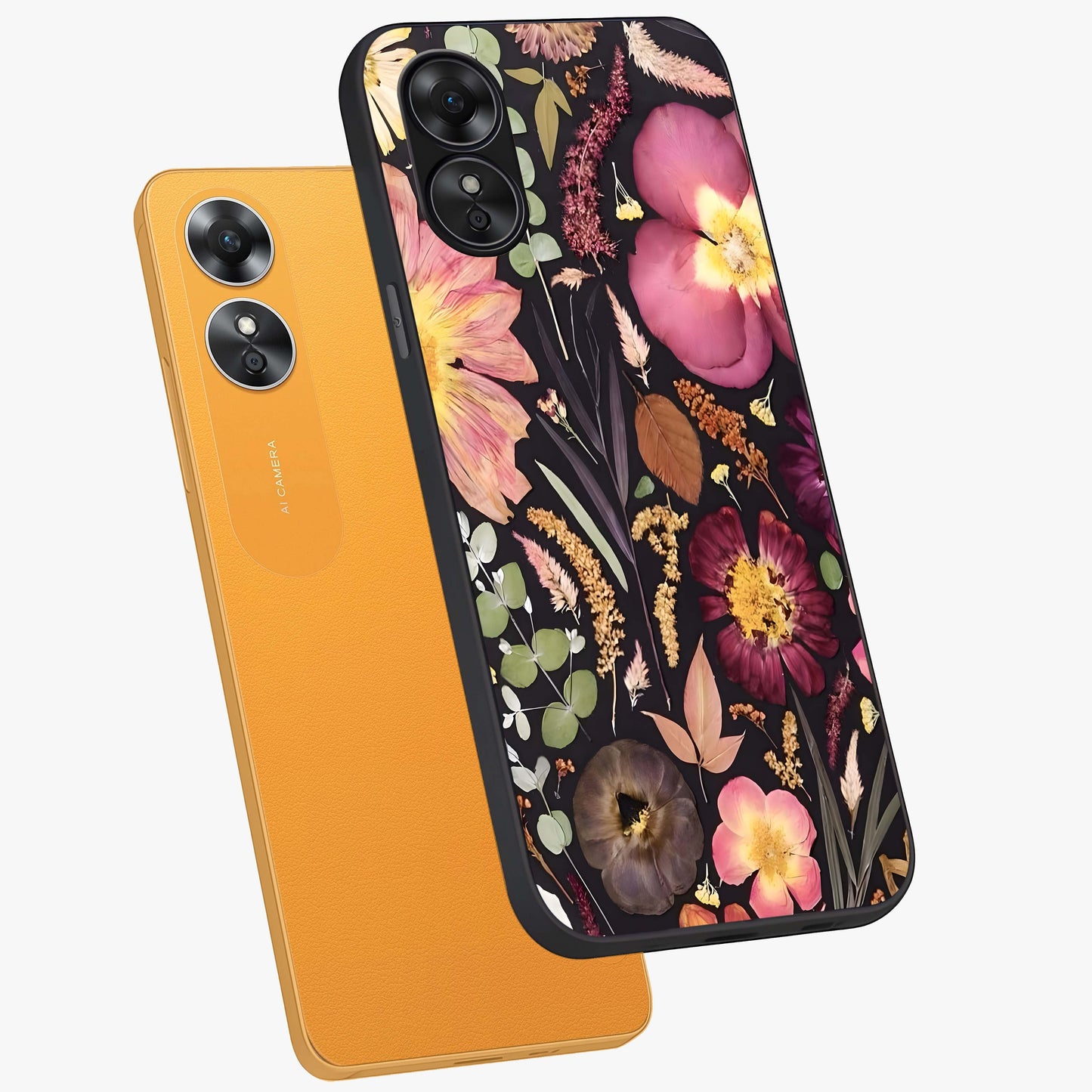 Petal Dream Tapestry Glass Case displayed in angled mockup highlighting decorative petal pattern with elegant botanical aesthetic.