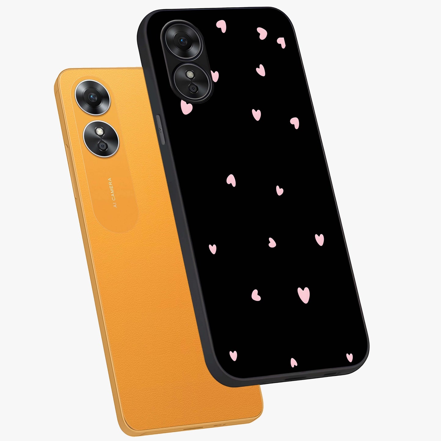 Pink Love Drops Glass Case displayed in angled mockup highlighting cute love drop design with vibrant pink aesthetic.