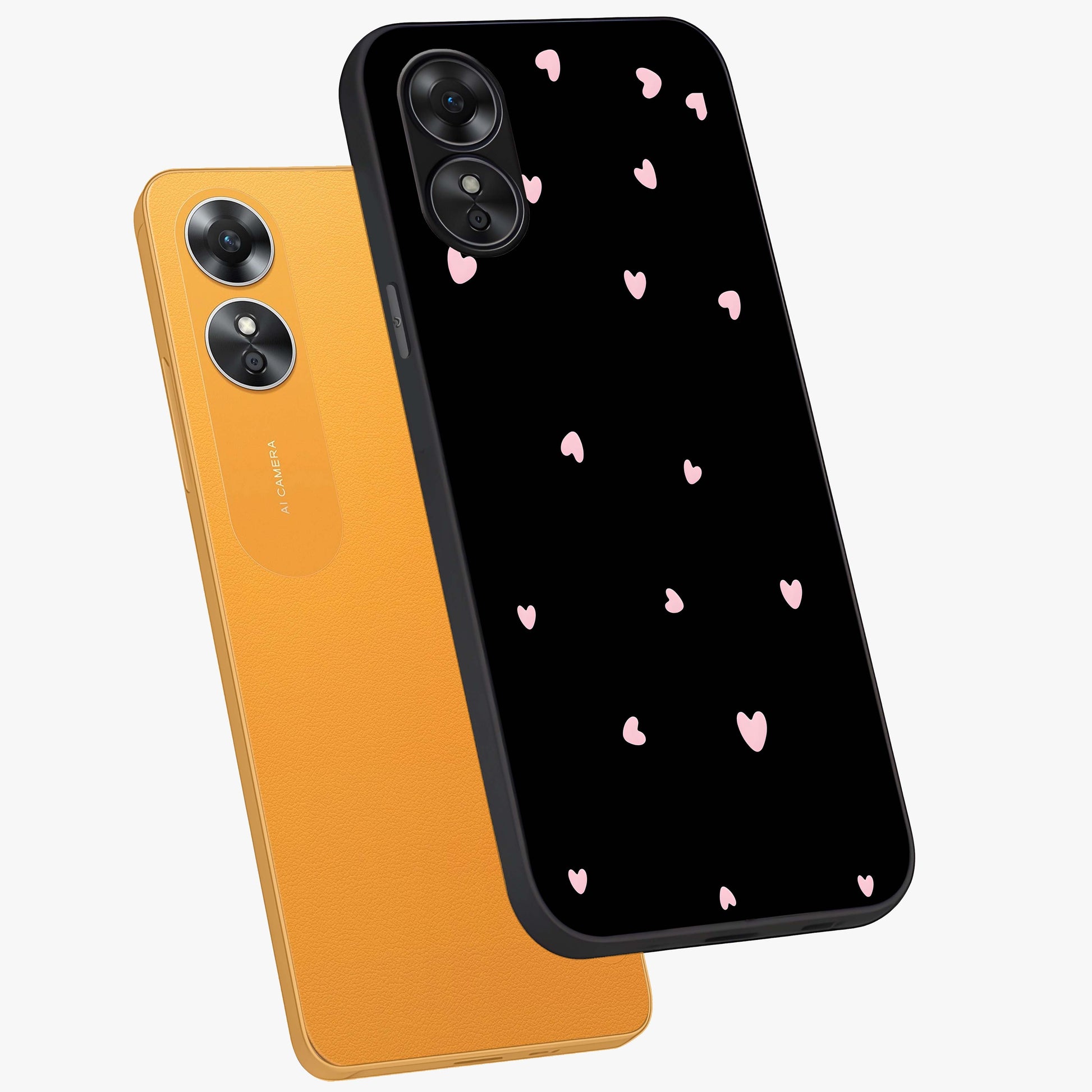 Pink Love Drops Glass Case displayed in angled mockup highlighting cute love drop design with vibrant pink aesthetic.