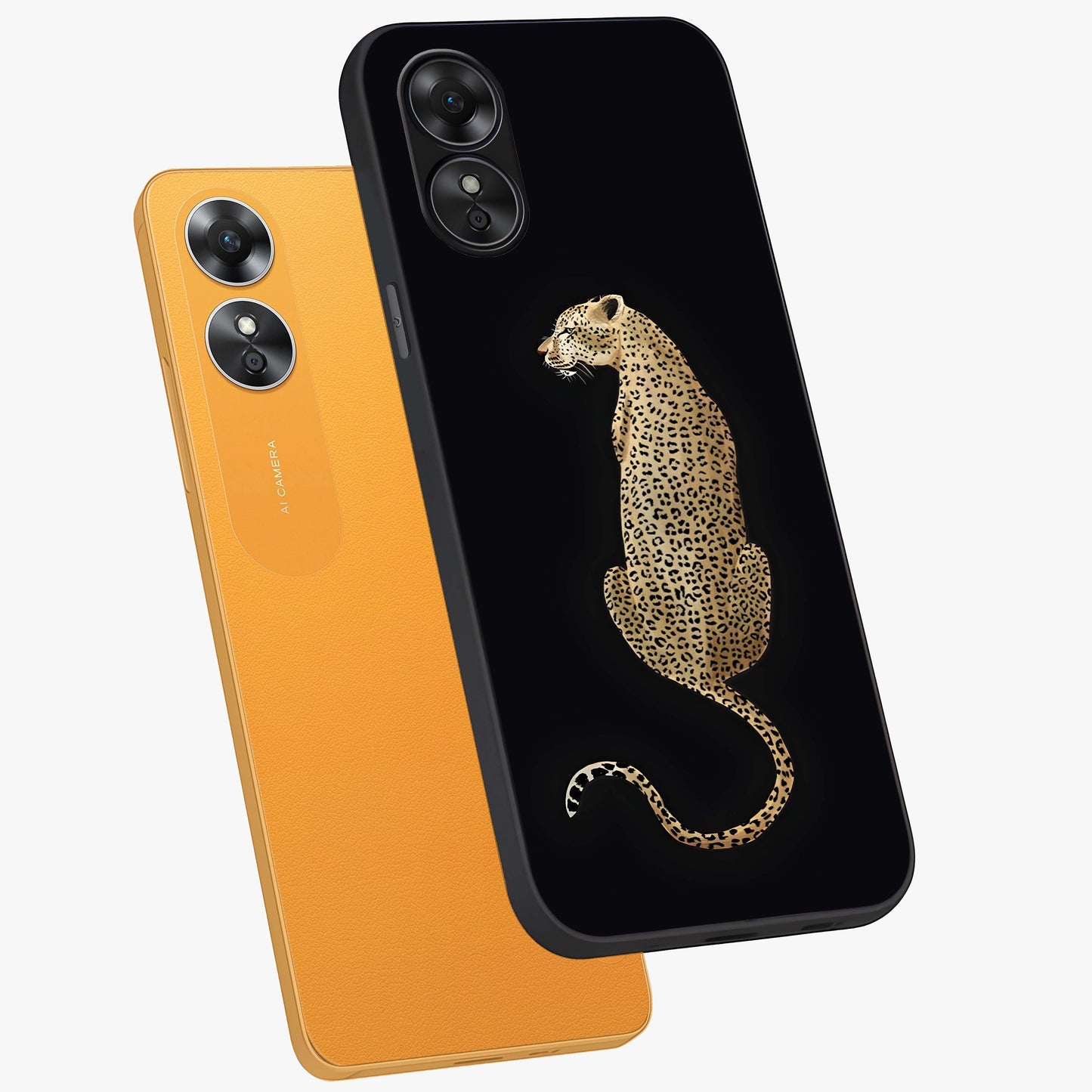Regal Leopard Glass Case displayed in angled mockup highlighting powerful animal illustration with stylish wild aesthetic.