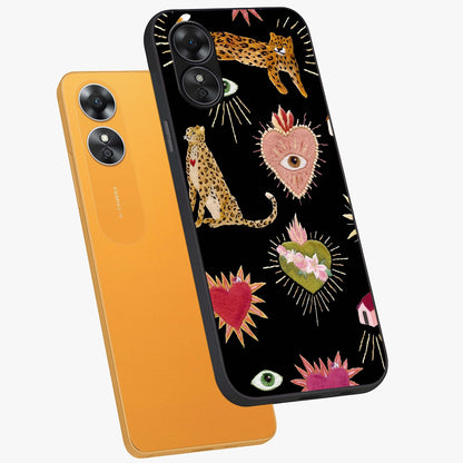 Sacred Jungle Heart Glass Case displayed in angled mockup highlighting lush tropical design with natural aesthetic style.