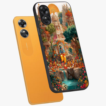 Sacred Sunlight Gods Glass Case displayed in angled mockup highlighting radiant spiritual design with celestial aesthetic.