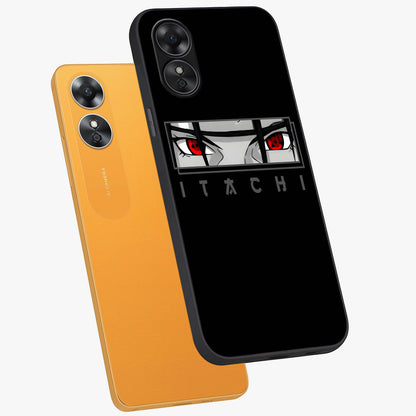 Scarlet Gaze Dominance Glass Case displayed in angled mockup highlighting intense visual design with bold scarlet aesthetic.