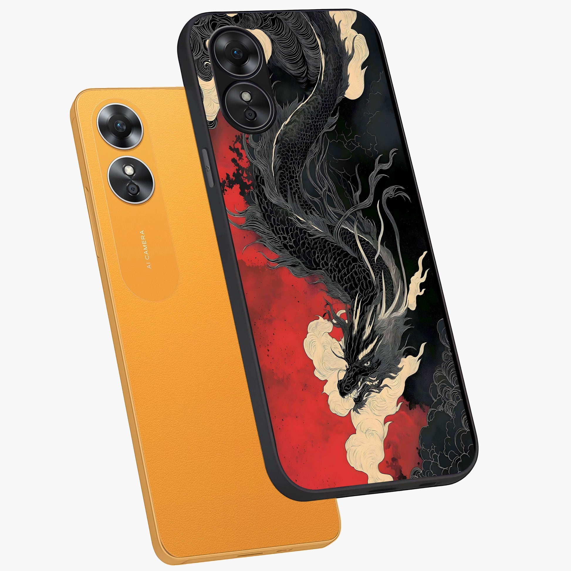Shadow Dragon Fury Glass Case displayed in angled mockup highlighting powerful dragon illustration with dark fantasy aesthetic.