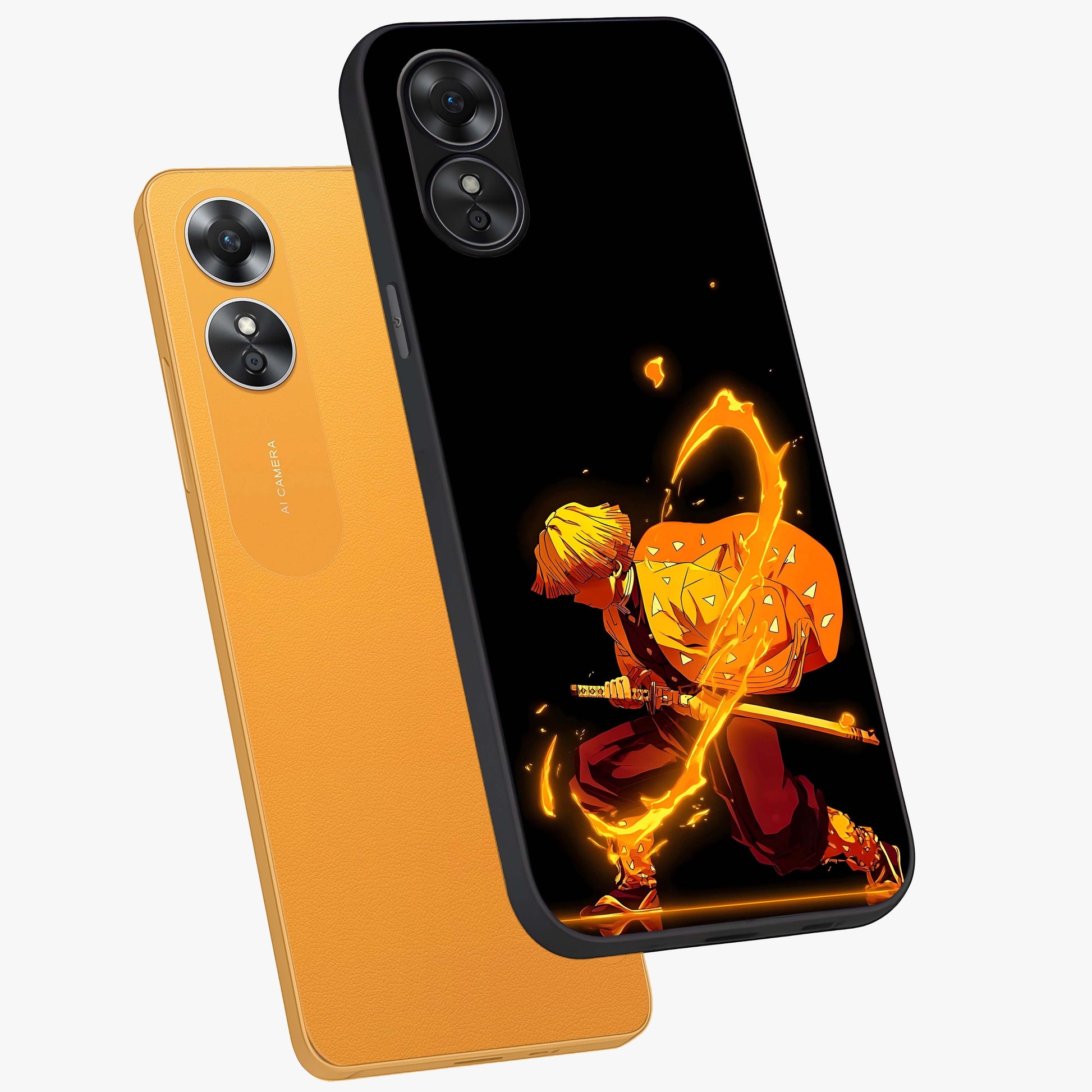 Thunder Flame Execution Glass Case displayed in angled mockup highlighting dramatic fire themed design with intense fantasy aesthetic.