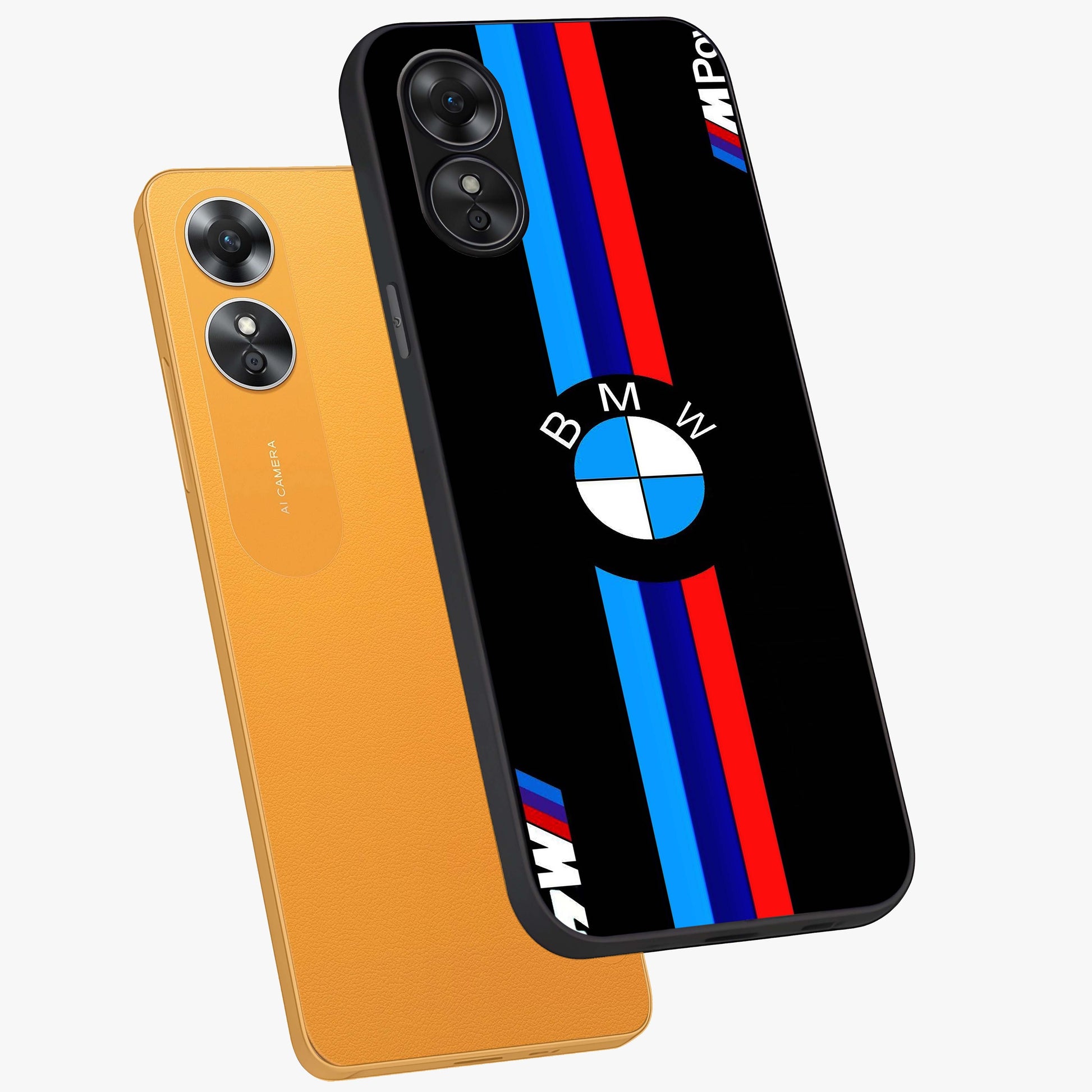 Turbo BMW Beast Glass Case displayed in angled mockup highlighting sleek racing car design with bold automotive aesthetic.