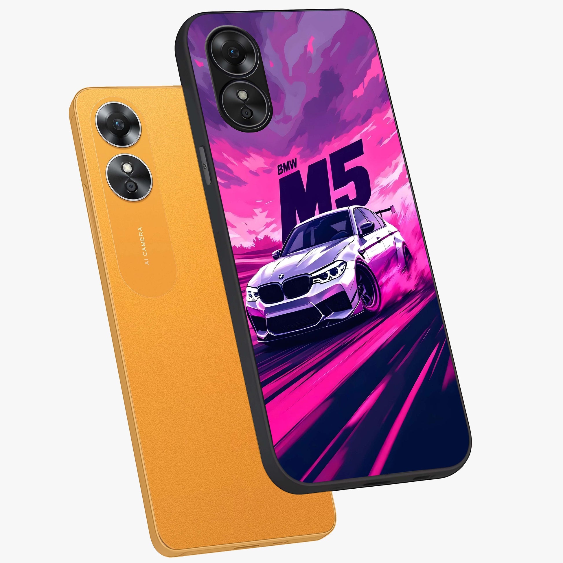 Velocity Drift Pulse Glass Case displayed in angled mockup highlighting dynamic drift design with sporty automotive aesthetic.