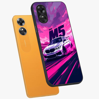Velocity Drift Pulse Glass Case displayed in angled mockup highlighting dynamic drift design with sporty automotive aesthetic.