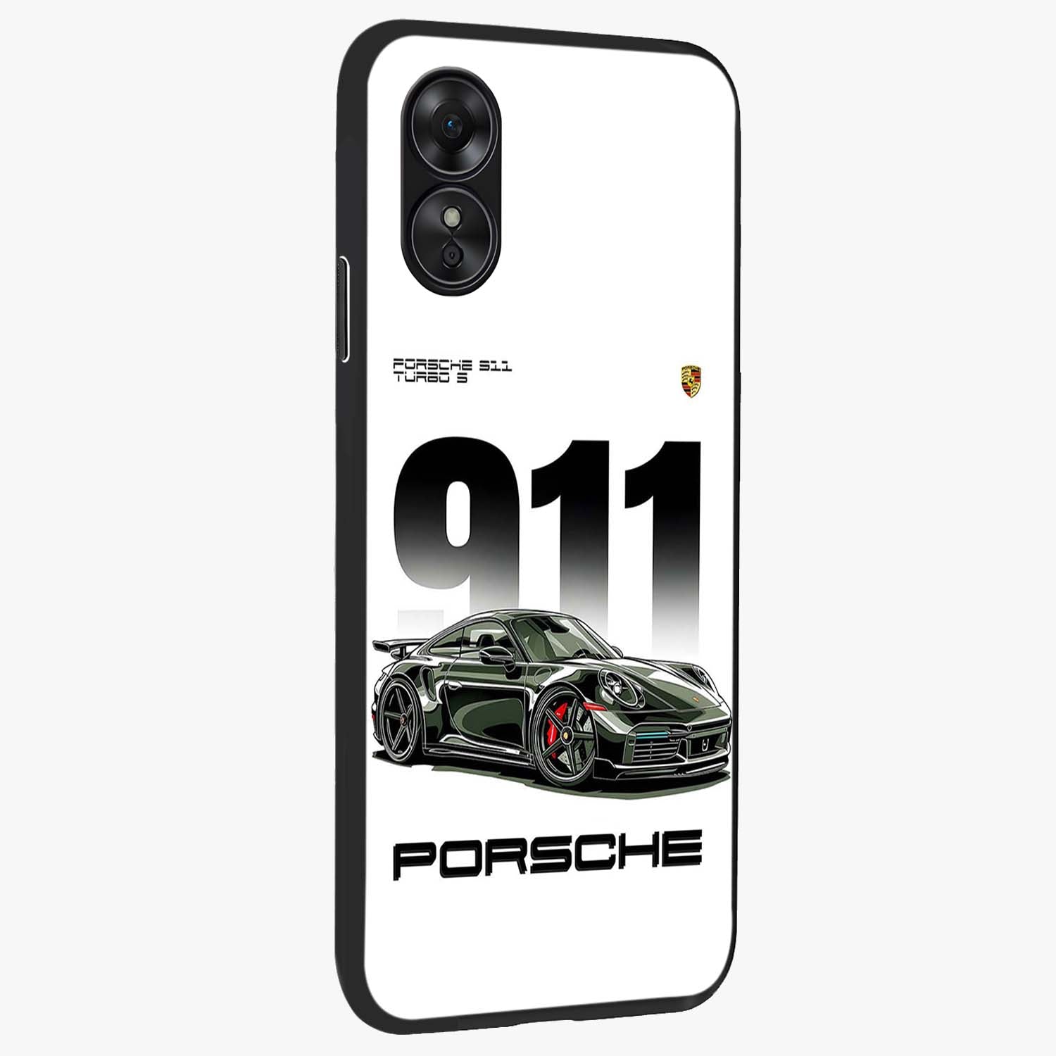 911 Turbo Dominance Glass Case upright perspective showcasing powerful racing design and modern automotive aesthetic.