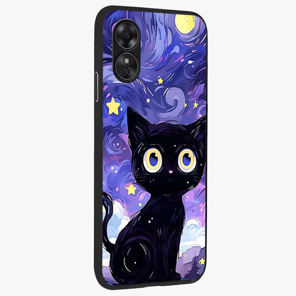 Abstract Cat Art Glass Case upright view showcasing creative feline illustration and aesthetic artistic style.