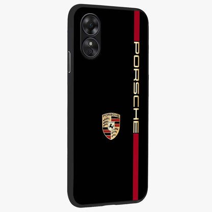 Black Minimal Porsche Glass Case upright view showcasing stylish automotive artwork with bold minimal theme.