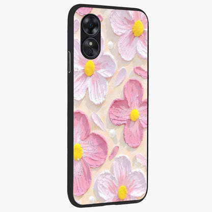 Blush Bloom Texture Glass Case upright view showcasing delicate blush floral texture with modern minimal style.