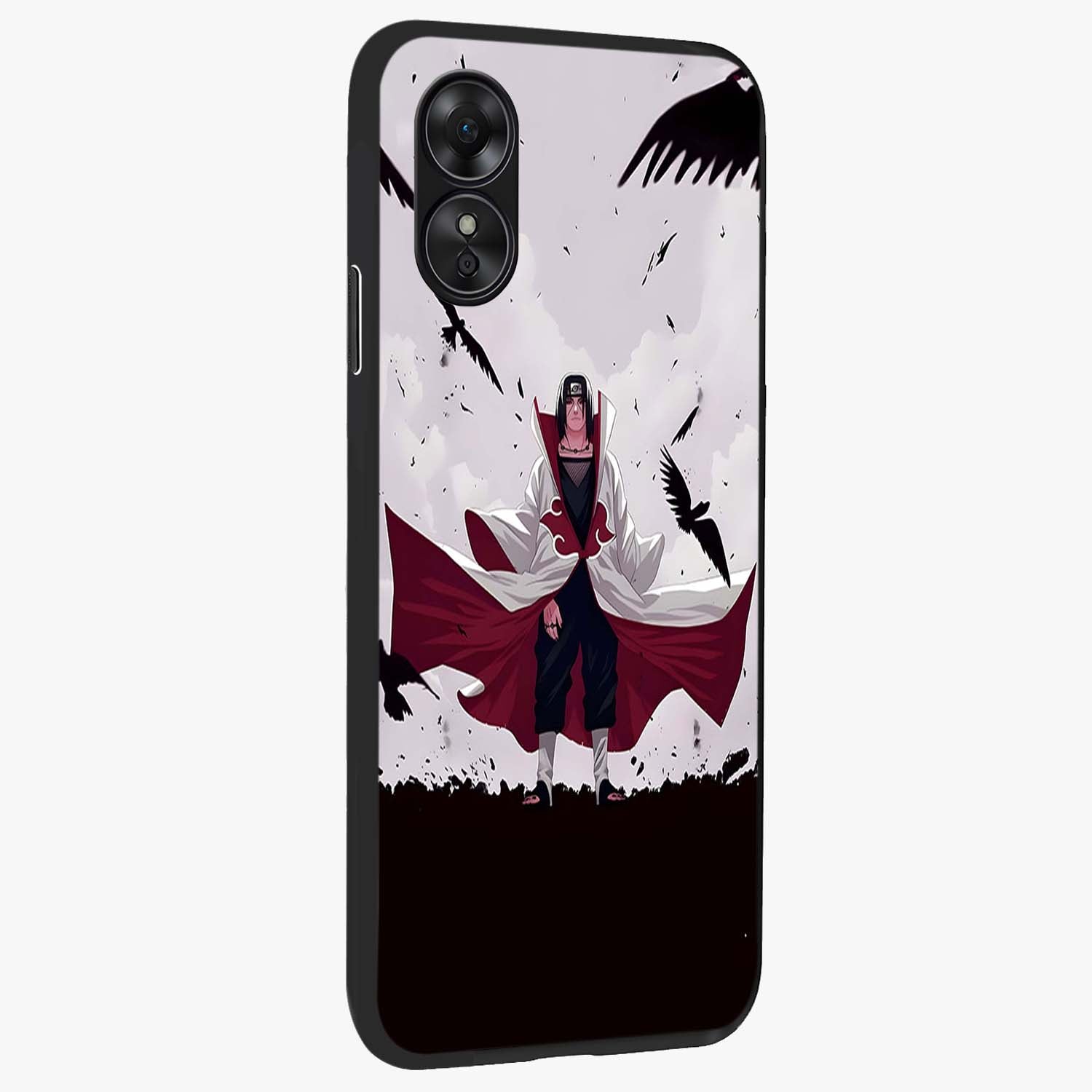 Crimson Crow Ascension Glass Case upright view showcasing dramatic crow artwork with bold gothic theme.