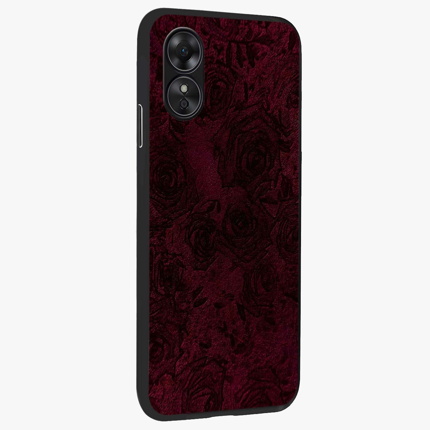 Crimson Fade Flow Glass Case upright view showcasing dynamic crimson flow artwork with stylish abstract theme.